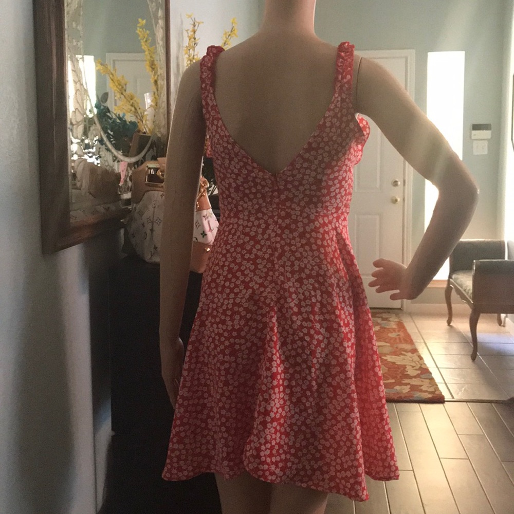 Calico Print Ruffle Trim Cocktail Dress - Picture 7 of 7